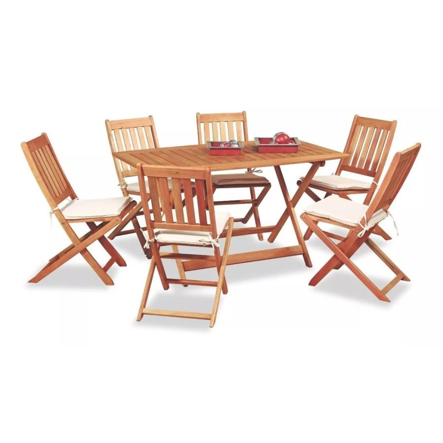 Mesa de Tucán y seis sillas Amancay Eco Madera