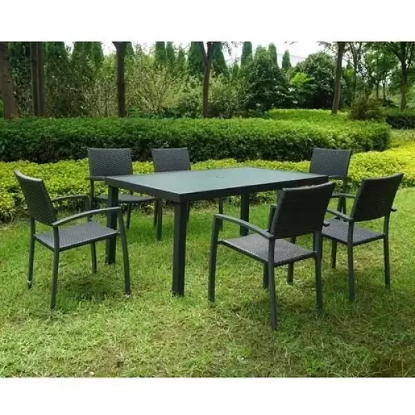 JUEGO DE JARDIN  DEO GRIS X 7 PZAS SIMIL RATAN LAURY (LA15732)