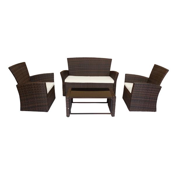 JUEGO DE JARDIN EUNICE MARRON X 4 PZAS SIMIL RATAN  LAURY (LA15973)