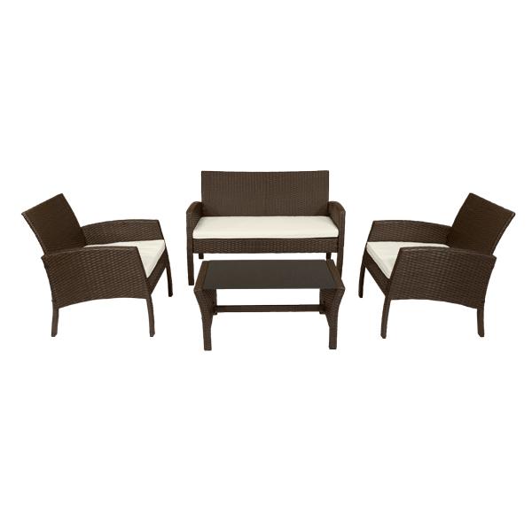JUEGO DE JARDIN  GELASIA MARRON X 4 PZAS SIMIL RATAN LAURY (LA15974)