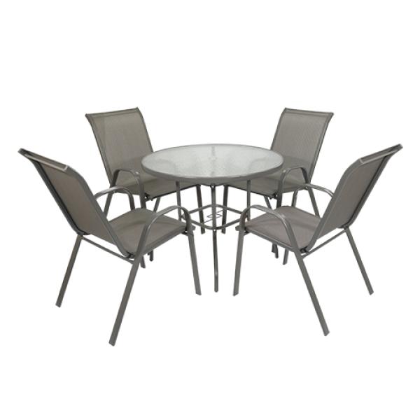 JUEGO DE JARDIN  KAIROS X 5 PZAS TEXILENO GRIS LAURY (LA15731)