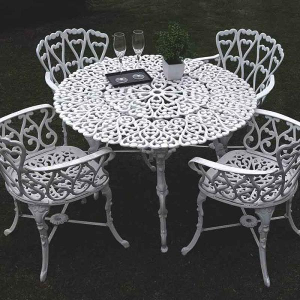 JUEGO  PALLEGRE MESA REDONDA 100CM Y 4 SILLONES BLANCO LF (LAF07BL)