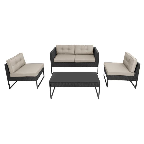 JUEGO DE JARDIN TIARA 4 PIEZAS SIMIL RATAN GRIS GRIS LAURY (LA15976)